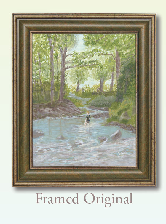 Wading in Chester Creek - Val Walton Art