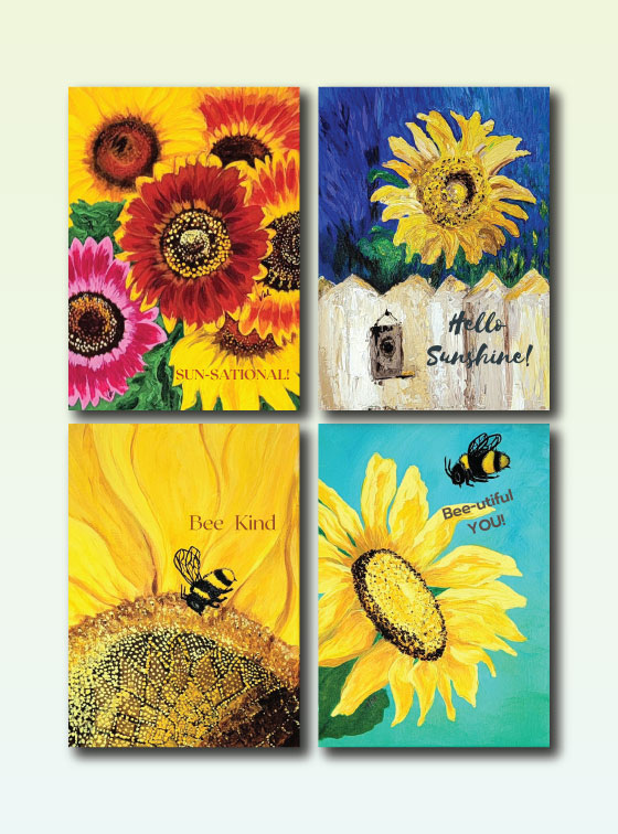 Sunflower Notecard Gift Packs - Val Walton Art - Delaware Artist