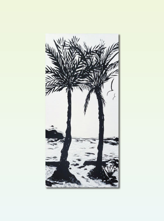 Black & White - 2 Palm 15x30 - Val Walton Art